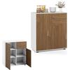 KOMFOTTEU Mobile Dispensa con 2 Cassetti, Credenza da Cucina con 2 Ante, Mobiletto Basso con 3 Ripiani Regolabili, Armadio a Buffet per Sala da Pranzo, Soggiorno, 74x35x85,5 cm(L x P x A) (Naturale)