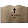 OCAP-FUNERAIRE.COM Targhetta con incisione funeraria, motivo croce cristiana autoadesiva, modello libro (20 x 13 cm) personalizzata 1-3 righe bronzo