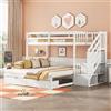Tobidoen Castello 90x200 cm con letto estraibile per letto matrimoniale 180 cm, culla con scala riponibile, 2 cassetti sotto, pino+MDF (bianco, senza materasso)