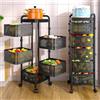 Generic Scaffale a 5 ripiani per verdure su ruote, organizer da cucina rotondo in metallo, cesto di frutta rimovibile per casa e dispensa