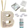 Regalami.Shop bomboniera profumatore in Marmo di Carrara Completo di Scatola, Confetti, Essenza, Nastro e bigliettino (Lettera b)