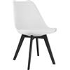 NMK HOME Sedia da pranzo bianca - Seduta imbottita in plastica con rivestimento in similpelle e gambe nere in polipropilene, design moderno e massimo comfort
