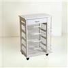 MASLEGNO Carrello Cucina Vesuvio Legno Massello 15 Mattonelle e Portabottiglie nATURALE (LACCATO BIANCO)