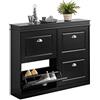 SoBuy Scarpiera Salvaspazio Slim Ingresso Scarpiera Armadio 4 Ante a Ribalta, Armadio Portascarpe Moderna per Ingresso, Corridoio o Camera da Letto 105x24x83cm Nero FSR79-SCH