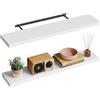 WOLTU Mensola da Parete, Mensola da Muro, Legno MDF, Bianca, set di 2, per Cucina, Bagno, Soggiorno, ecc RG9316ws-2
