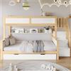 FAYICIC Letto a castello, 90 x 200 e 90 x 190 e 120 x 200 cm, con protezione anticaduta e griglia, progettato con tre posizioni, con letto a rotelle, con armadio, bianco e naturale (A)