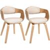CLP Set 2 sedie Kingston ergonomiche, schienale imbottito, similpelle e legno, portata max 150 kg, Colore:natura/crema