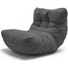 Aiire Pouf Poltrona Sacco di Design - Puff per Sedersi in Cotone con Imbottitura Inclusa - Bean Bag Chair per Salotto, Camera da Letto o Lettura - Pouffe Moderno Grigio Scuro