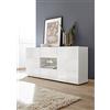 Arredocasagmb.it Mobile Contenitore 2 Ante 2 cassetti Moderno Bianco Lucido Ante con Serigrafia Soggiorno Madia Buffet con sportelli Design Mira 07