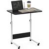 Rcynview Scrivania Computer Con Ruote, Scrivania Regolabile in Altezza 62-85cm, Tavolino da Letto Divano con Slot per Tazza e Laptop, Scrivanie pc Ergonomica per Cameretta, Soggiorno, 60x40 cm Nero