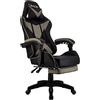 xRace - Poltrona da gaming per videogiochi, girevole, alta in pelle con supporto lombare, poggiatesta e poggiapiedi, regolabile, inclinabile, stile corse racing (grigio)