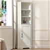 FOREST GRAVITY Mobile angolare alto Mobile sottile Corner Cabinet per soggiorno contenitore per sala da pranzo da bagno stretto con cassetto Ripiani regolabili 42,4 * 13,8 * 166,7 cm Bianco