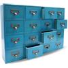 TkkMivcOC Armadietto da farmacista in legno, stile vintage, con 16 cassetti, per case, uffici, officine, 50,5 x 9,5 x 35 cm, blu