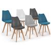 IDMarket - Set di 6 sedie SARA mix cromatico: bianca, grigio chiaro, 2 blu anatra, 2 grigio scuro