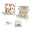 Bomboniere D'Arte Bomboniera Battesimo Orologio in Legno Personalizzato, 10x10 cm, Include Confetti e Bigliettino (Leone)