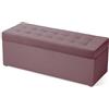 MG Design Pouf contenitore imbottito 45 × 120 cm Rosa - capacità ca. 140 L, fino a 300 kg, struttura in legno massiccio, superficie opaca con trama fine, già montato e facile da pulire