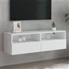 HaoChrymec Mobile TV da Parete in Legno Composito con Ripiani e Anta, Soluzione Contenitiva Salvaspazio per Soggiorno, adatto a Salotto e Ingresso, Bianco, 100x30x30 cm