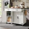 Moimhear Isola da Cucina, Carrello di Servizio con Piano Estensibile, Carrello da Pranzo con Venatura in Legno (Colore Bianco+Legno, 140x73x93cm)