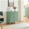 [en.casa] Cassettiera in Acciaio Comò con 3 Cassetti Organizzatore da Ufficio Soggiorno Mobile Contenitore per Archivio 72 x 60 x 40 cm - Verde opaco