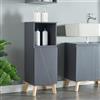 [en.casa] Mobile a Terra per Bagno Armadietto con Anta Decorativa e Scomparto Aperto 86 x 30 x 30 cm Armadio da Bagno - Grigio/Legno di Pino