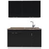 Vicco Cucina completa Fame-Line, Nero rigato/bianco, 140 cm, PL Rovere, compatibile con i comuni elettrodomestici e abbinabile ai lavelli