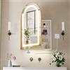 Ztexkee Specchio Bagno Contenitore con illuminazione e Antiappannamento Arcuata Armadietto Bagno a Parete con Presa (2*AC+3*USB)e 3 Mensola Luce a 3 color Specchio Contenitore 60x90x15 cm Oro e Beige