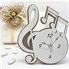 Ingrosso e Risparmio Orologio in Legno Bianco e Tortora a Forma di Chiave di Violino e Note Musicali, con Scatola Regalo Inclusa, bomboniere (Grande)