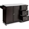 KOMFOTTEU Isola da cucina mobile con piano di lavoro in acciaio inox, carrello da cucina con 3 cassetti e portasciugamani e ripiano regolabile, armadio da cucina su ruote, trolley da cucina 135 x 45,5