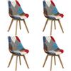 Totò Piccinni Sedia FUTURA con cuscino imbottito e gambe in LEGNO di faggio dal desing scandinavo (4, Tessuto Patchwork Party)