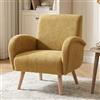 chairus Poltrona da Salotto Poltrone Relax in Tessuto Poltrona da Lettura con Braccioli Poltroncina con Gambe in Legno Poltroncina Imbottita per Soggiorno/Camera da Letto, Giallo