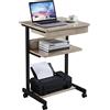 Yaheetech Scrivania per Computer con Ruote Scrivania ad Angolo 56 x 51 x 79 cm da Ufficio Studio Mobile Porta pc con Tastiera Scorrevole Postazioni da Lavoro Moderno Grigio