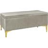 IlGruppone Pouf Panca Imbottita Divanetto In Velluto Contenitore PortaOggetti Panca Sgabello A Pie Di Letto Con Gambe In Metallo Dorato Cassapanca Ingresso Legno Massello Panchina - Tortora
