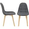 [en.casa] Set di 2 Sedie da Sala da Pranzo Sedie Monoscocche Imbottite con Rivestimento e Gambe in Legno di Faggio Schienale Ergonomico per Cucina Soggiorno Studio - Grigio Scuro