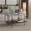 [en.casa] Tavolino Centrale da Salotto con Piano in Vetro Temperato e Ripiano in Acciaio Tavolo Basso Rettangolare Design Industriale 90 x 50 x 50cm Nero