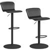 HOMCOM Set 2 Sgabelli da Bar con Schienali Ergonomici Poggiapiedi, Nero | Sgabelli Cucina Alti Regolabili, Polipropilene, Seduta Girevole, Base Antiscivolo, Sala da Pranzo, Penisola Cucina