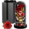 Maverton Rosa Stabilizzata con LED Personalizzata - Regalo Donna Compleanno Elegante - Rosa Eterna in Cupola di Vetro - Idee Regalo Donna - Dimensioni 21 cm x 11 cm