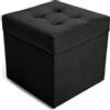 MG Design Pouf contenitore imbottito 45 × 45 cm Grigio scuro - capacità ca. 50 L, fino a 300 kg, superficie morbida con leggero riflesso, struttura in legno massiccio, già montato e facile da pulire