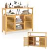 KOMFOTTEU Credenza Cucina in Bambù, Mobile da Bagno con Ripiani Aperti e 2 Porte, Armadio a Buffet a Doghe per Soggiorno, Sala da Pranzo, 100 x 35 x 80 cm, Naturale