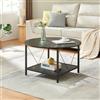 [en.casa] Tavolino da Salotto con Piano Rotondo e Ripiano Quadrato Tavolo Basso Centrale da Caffè per Soggiorno ØxA: 80 x 46 cm - Effetto Marmo Nero
