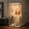 BLSYHDH Vetrina in Vetro con LED - Armadio a 2 Ante 4 Ripiani Trasparente per Collezione - Mobile per Statuetta, Salotto, Bar con Effetto Specchio