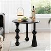 TWSOUL Tavolino moderno rotondo in legno massello, comodino creativo, tavolo con piano rotondo 50 cm, tavolo da soggiorno per piccoli spazi (nero)