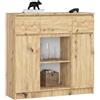 AKORD Cassettiera K100 con 2 Ante e 3 Cassetti 1 Scaffale | Mobiletti Ingresso Bagno | Armadio Cameretta | Comodino | Design moderno | 35x98x101 cm | Quercia Artisan
