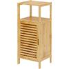 sogesfurniture Mobile da bagno, mobiletto laterale in bambù con anta a persiana e mobiletto a giorno per bagno, soggiorno, cucina, 36x32,5x85cm, BHEU-KS-YSG-DM