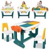Aufun Tavolo da Attività Multifunzionale 5 in 1 per Bambini con Sedie Regolabili in Altezza, Set Tavolo da Gioco, Grandi Mattoncini Multifunzionali, Regalo per Ragazzi e Ragazze