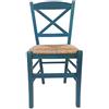 Sedam Srl Sedia Cross, in Legno Massello, Vari Colori e Sedute, Ordine Minimo 2 Pezzi (Anilina Azzurro, Paglia)