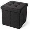 INTRECCI Pouf Salvaspazio in Tessuto - Panca Imbottita Versatile e Facile da Pulire - Contenitore 38x38x38 cm - Design Moderno e Compatto, Facile da Montare - Colore: Nero