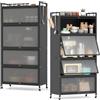 KOMFOTTEU Mobile Dispensa Cucina a 5 Livelli con Piedi Sostituibili, Mensola Microonde con Anta a Vista, Ruote, Dispositivo Antiribaltamento, Scaffale in Metallo per Soggiorno, Sala da Pranzo (Nero)