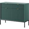 3E 3xE living.com Cassettiera: 2 cassetti, 2 ante, Verde, oro, 104 x 83 x 39 cm, maniglie dorate