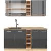 Vicco Cucina completa R-Line, Antracite lucido/oro power oak, 160 cm senza piano di lavoro, adatto per combinazioni ed espansioni personalizzate