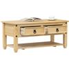 JHQHSM Tavolino da salotto con cassetti Corona 100 x 48 x 45 cm in legno massello di pino 2 cassetti, 1 ripiano con manici in metallo